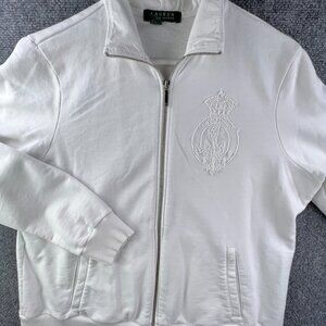 Lauren Ralph Lauren Womens White Full Zip Cotton Jacket W Logo M/L USA Made